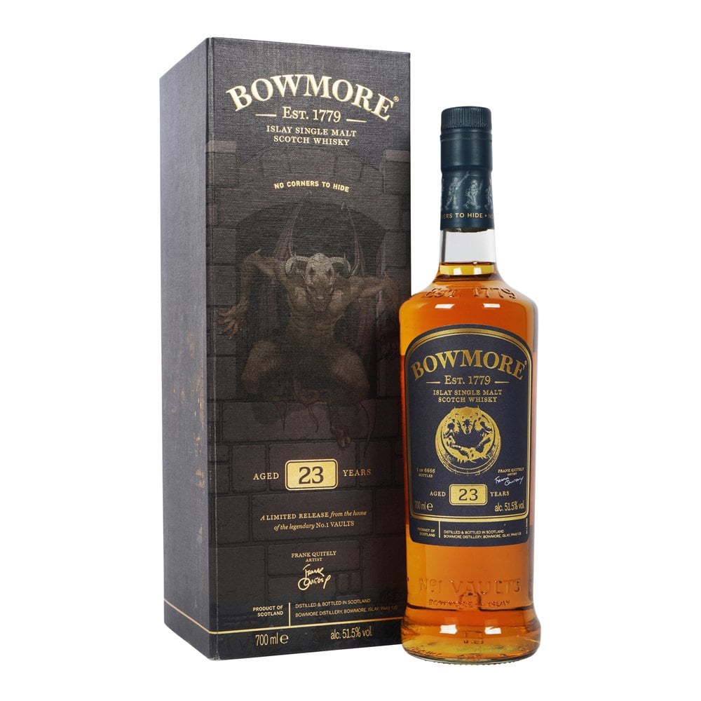 BOWMORE 23 YEARS FRANQ QUIETLY " NO CORNERS TO HIDE" LIMITED EDITION